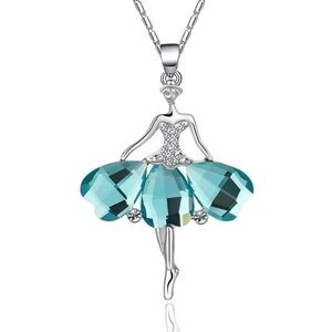 Ballerina Pendant Necklace in Blue